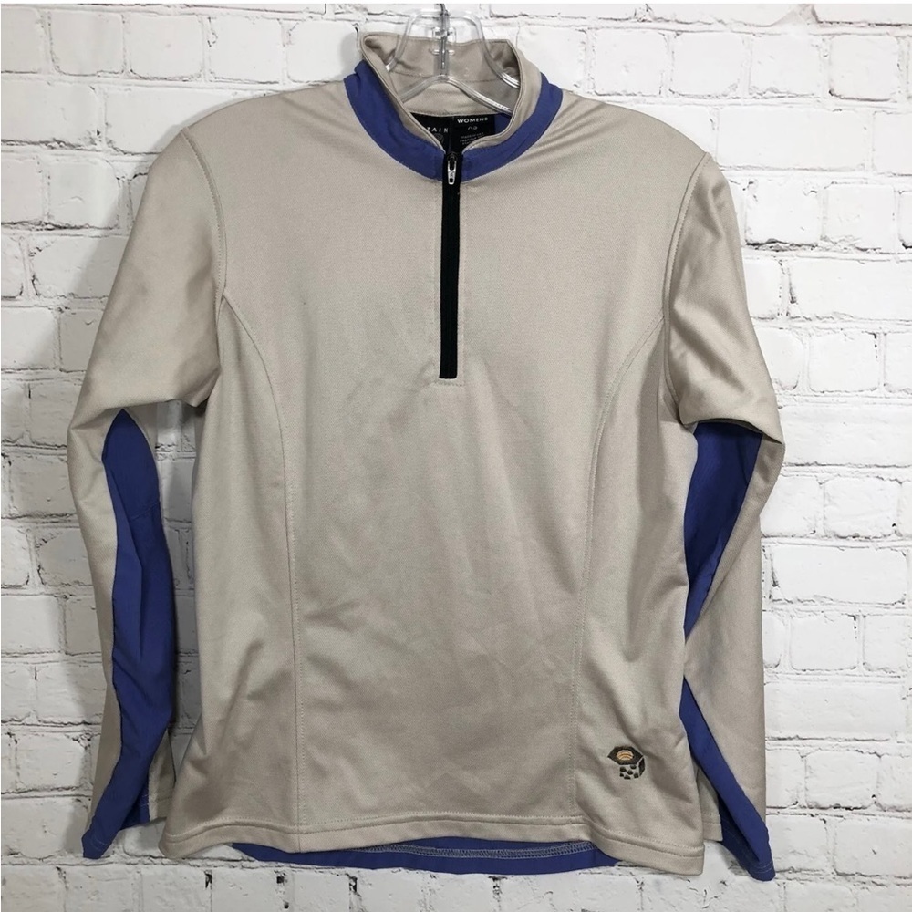Mountain Hardwear 1/4 Zip Shirt Womens Size XS Beige Hiking Outdoor Long Sleeve